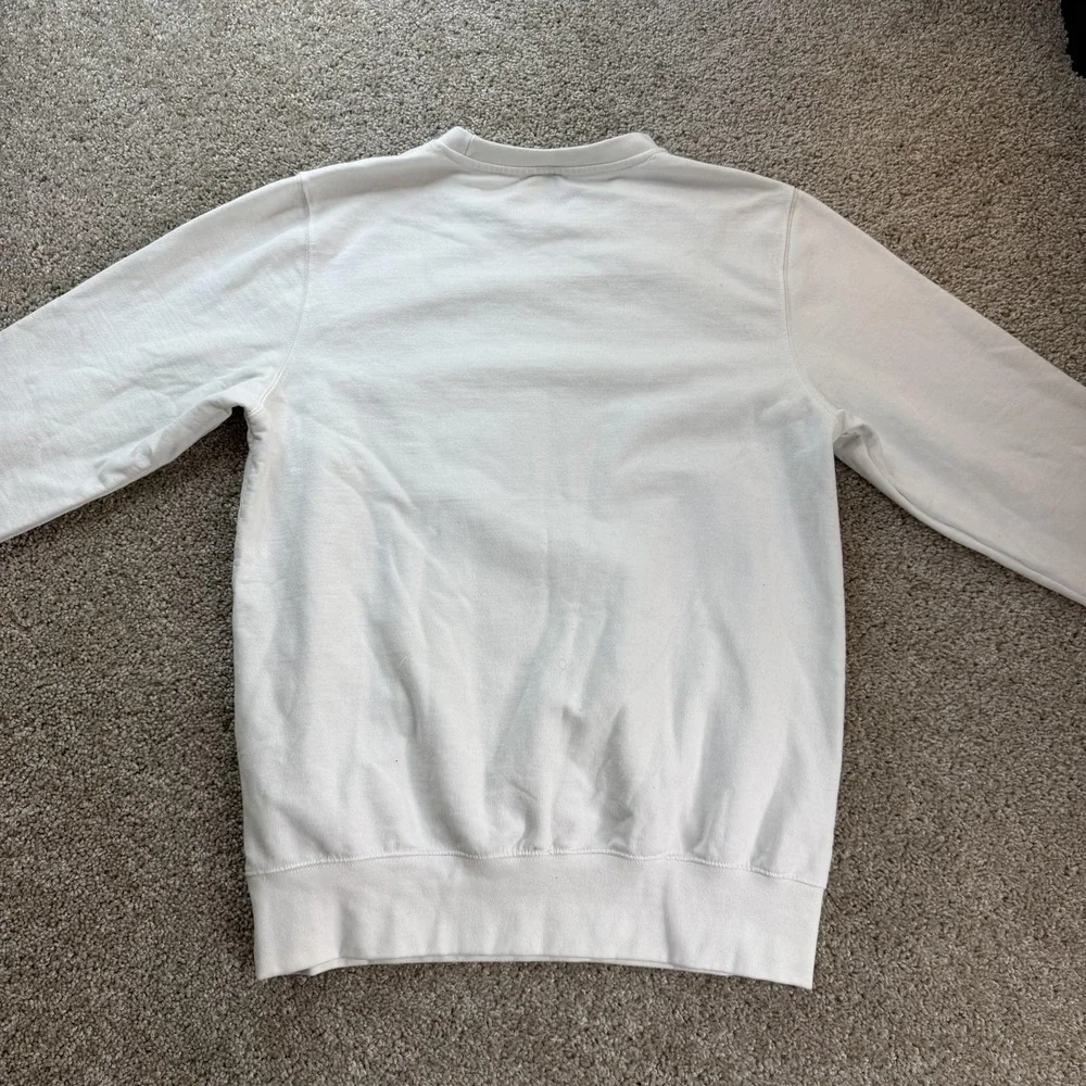 The North Face Sweatshirt Mens Large White Fleece Pullover Earth Logo Crewneck